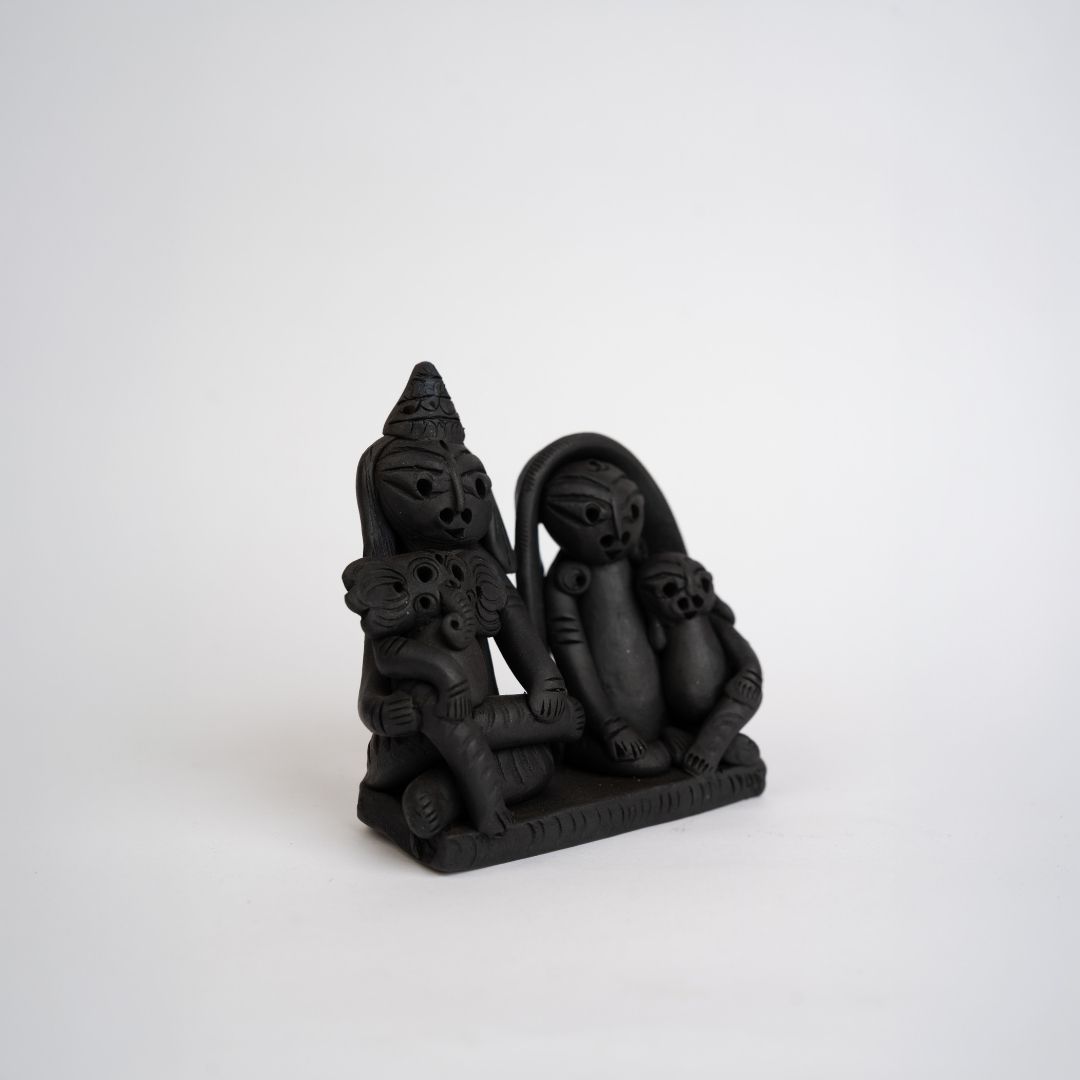 Black Terracotta Style Village Household Clay Figurine - Image 5