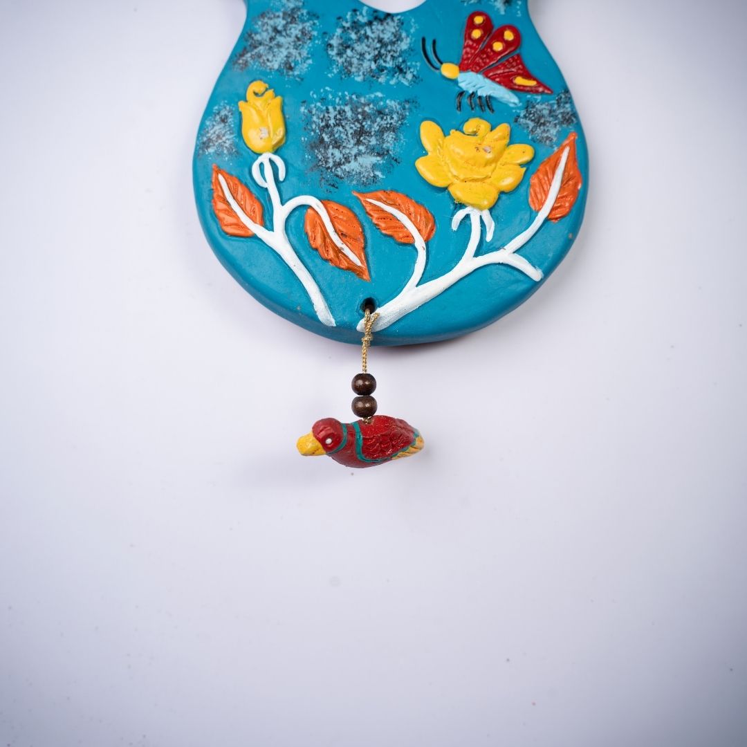 Azure Terracotta Hut Wall Hanging (Blue) downward view
