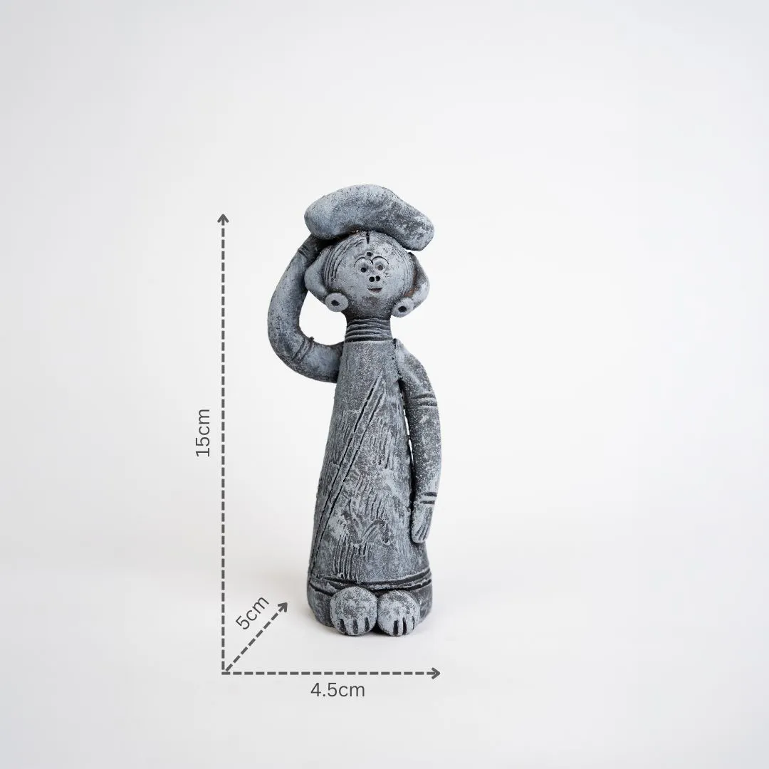 Clay Figurine Of Tribal Woman Terracotta Style with dm