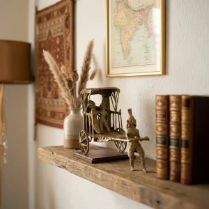 Dokra Style Hand Pulled Rickshaw Showpiece