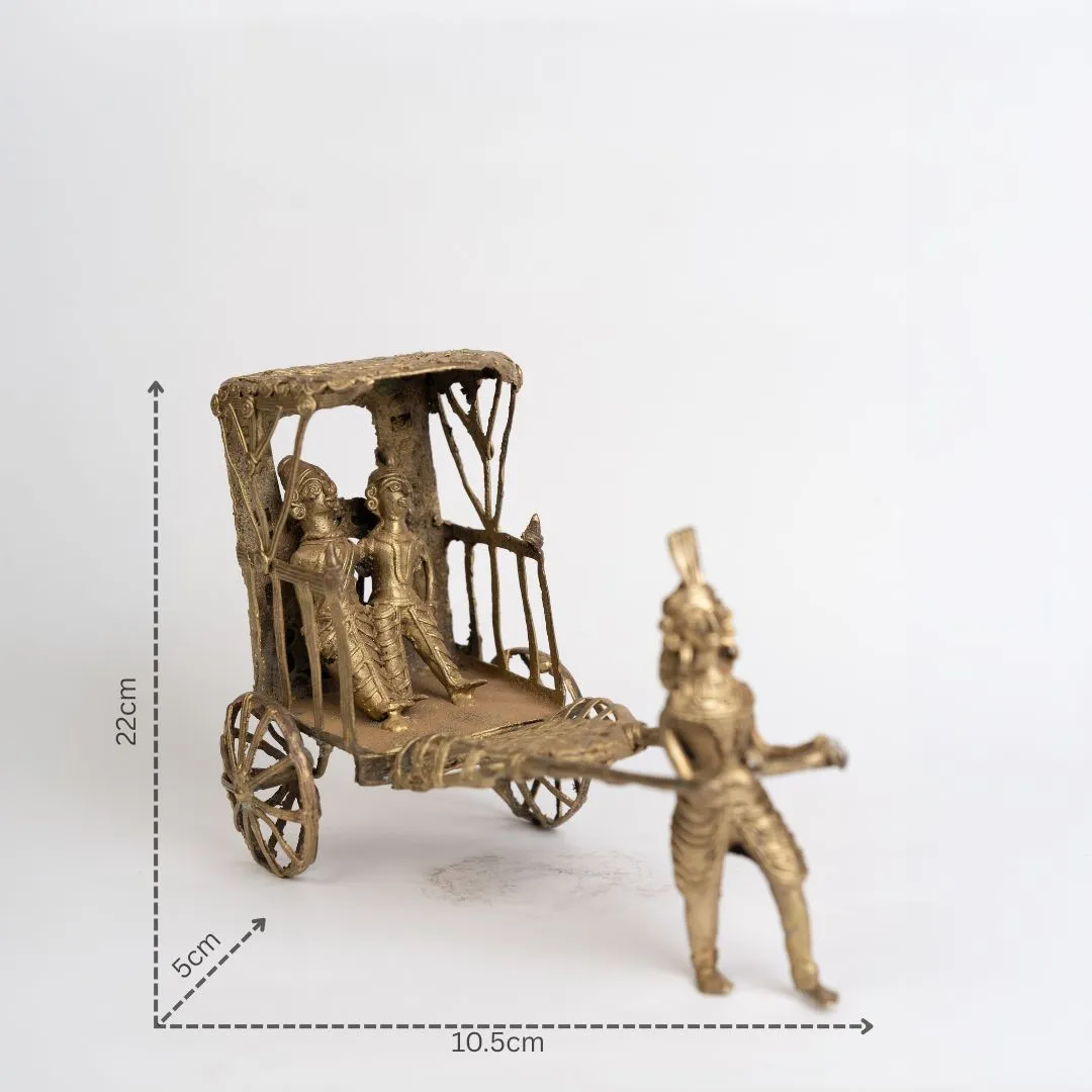 Dokra Style Hand Pulled Rickshaw Showpiece with dm