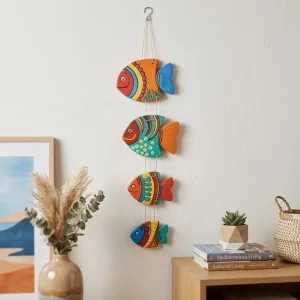 Hand-Painted Clay Fish Wall Decor