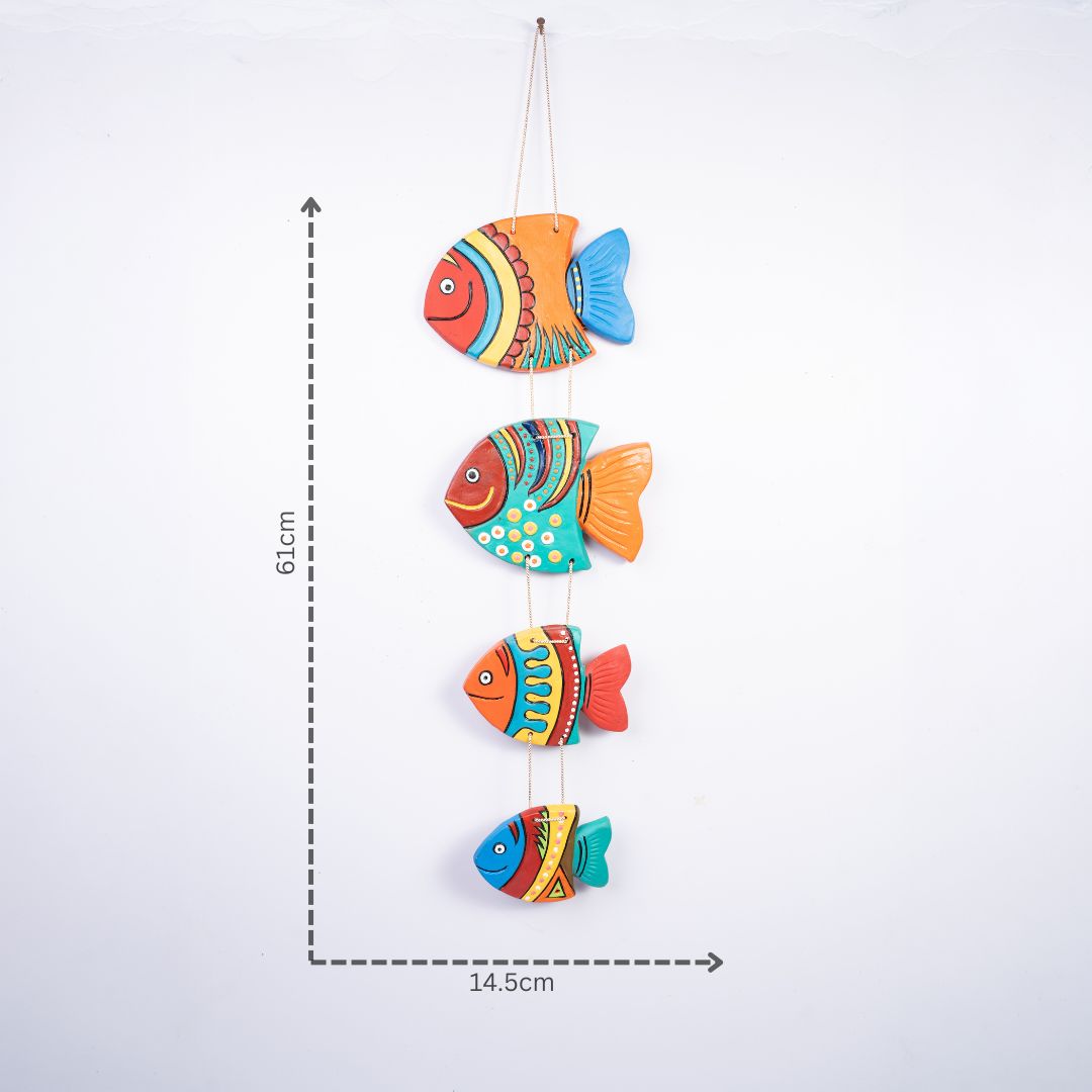 Hand-Painted Clay Fish Wall Decor with dm