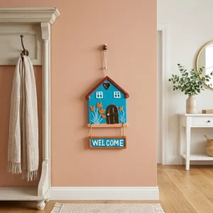 Hand-Painted Welcome Hut Plaque (Blue)