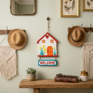 Hand-Painted Welcome Hut Plaque (White)