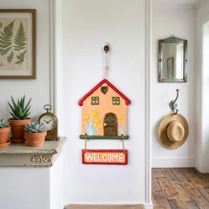 Hand-Painted Welcome Hut Plaque (Yellow)