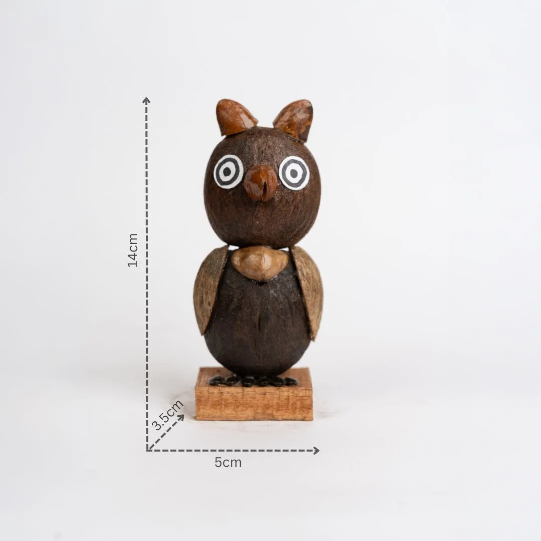 Handcrafted Coconut Shell Owl with dm