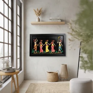 Handmade Mural Art Wall Hanging Of Tribal Women and Men Dancing