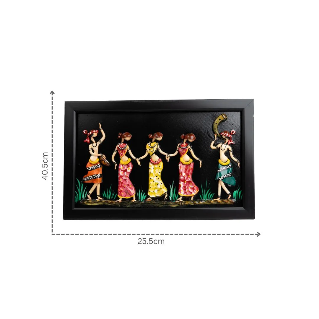 Handmade Mural Art Wall Hanging Of Tribal Women and Men Dancing with dm