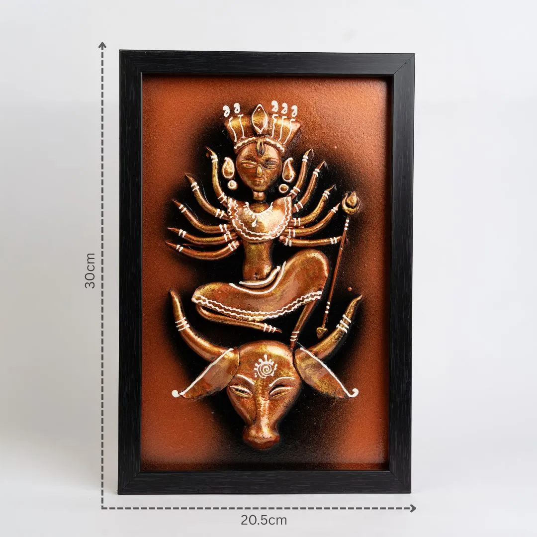 Marble Dust Wall Hanging Of Mahisasurmardini with dm