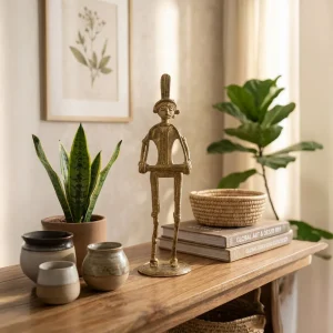 Single Piece Dokra Style Adivashi Drum Player Showpiece