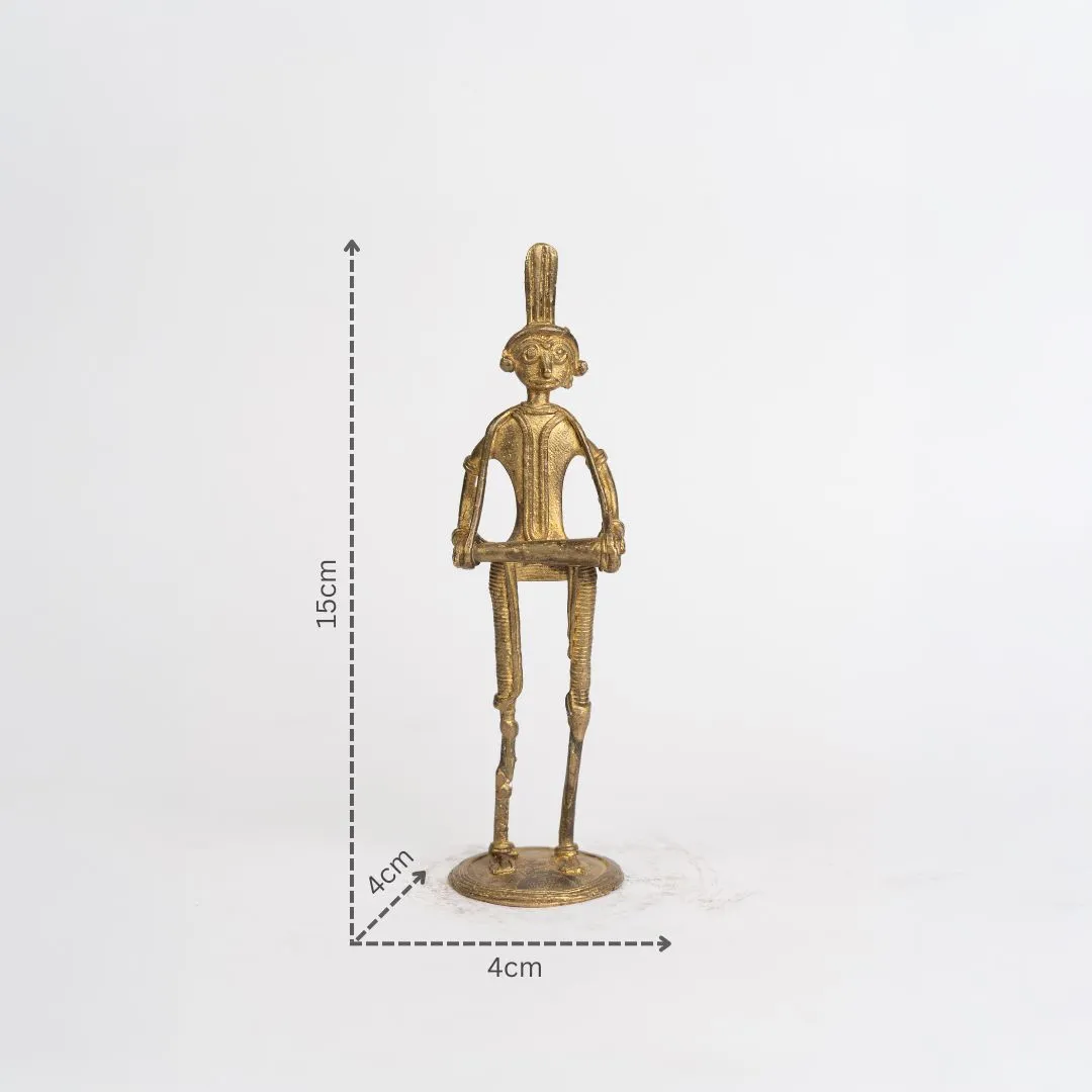 Single Piece Dokra Style Adivashi Drum Player Showpiece with dm