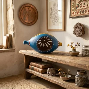 Terracotta Conch Shape Tea-light Holder (Blue)