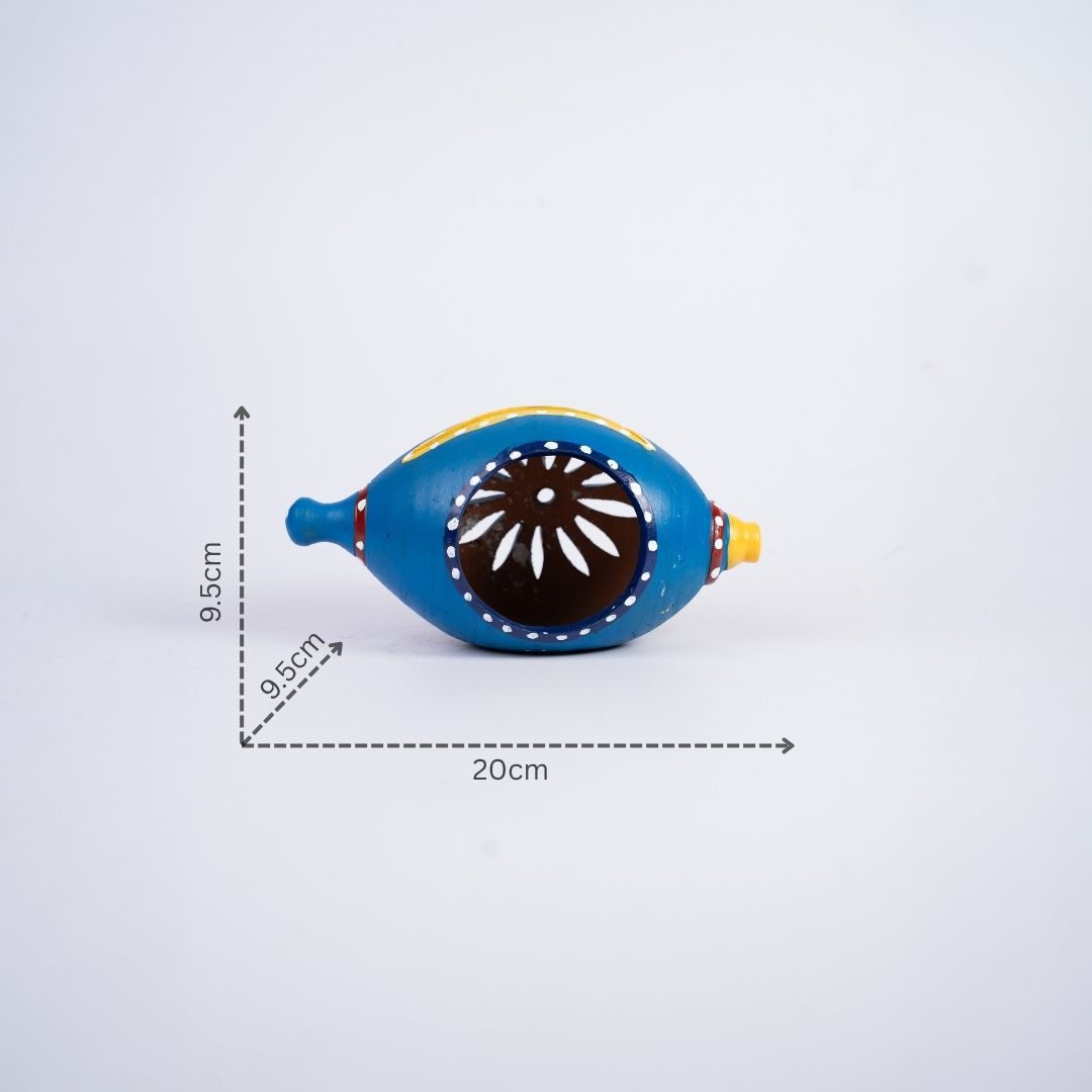Terracotta Conch Shape Tea-light Holder (Blue) with dm