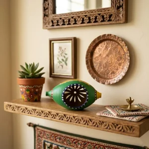 Terracotta Conch Shape Tea-light Holder (Green)