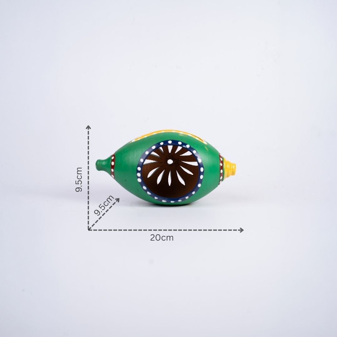 Terracotta Conch Shape Tea-light Holder (Green) with dm