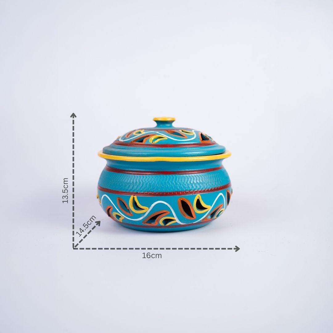 Terracotta Donga Handi (Blue) with dm
