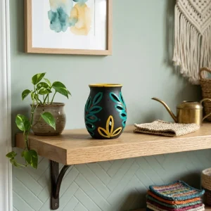Terracotta Hand Painted Aroma Diffuser (Grey, Blue and Yellow)