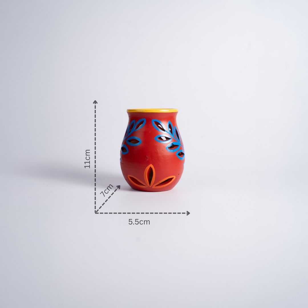 Terracotta Hand Painted Aroma Diffuser (Orange,Blue and Yellow) with dm