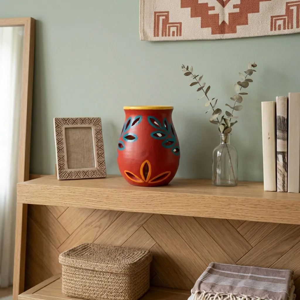 Terracotta Hand Painted Aroma Diffuser (Orange,Blue and Yellow)