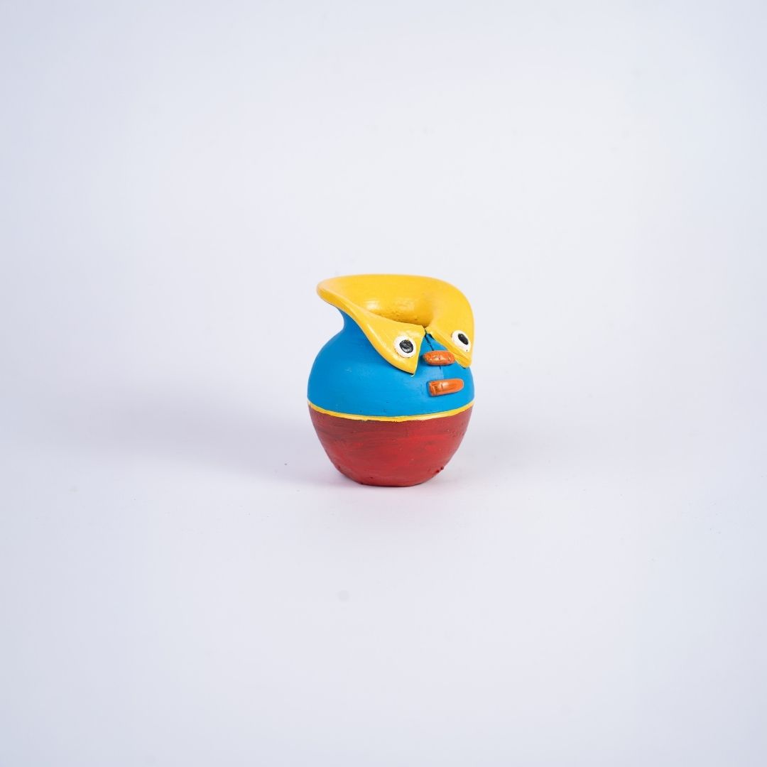 Terracotta Hand Painted Matka Pen Stand (Yellow, Blue and Red) - Image 5