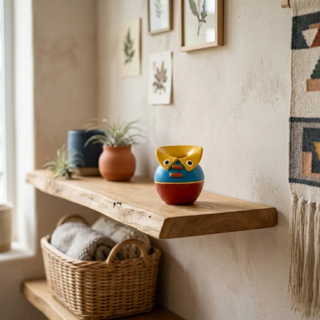 Terracotta Hand Painted Matka Pen Stand (Yellow, Blue and Red)