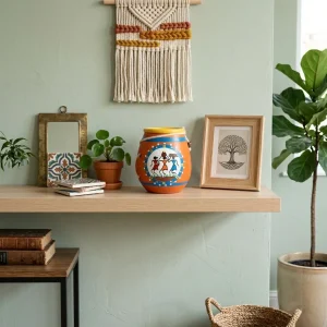 Terracotta Hand Painted Pen Stand (Orange)