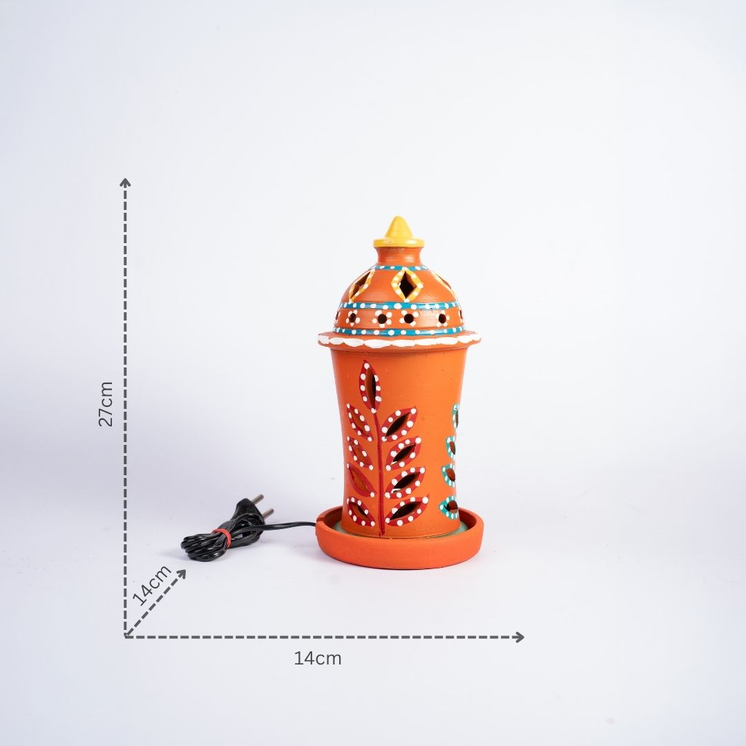 Terracotta Hand-Painted Table Lamp (Orange) with dm