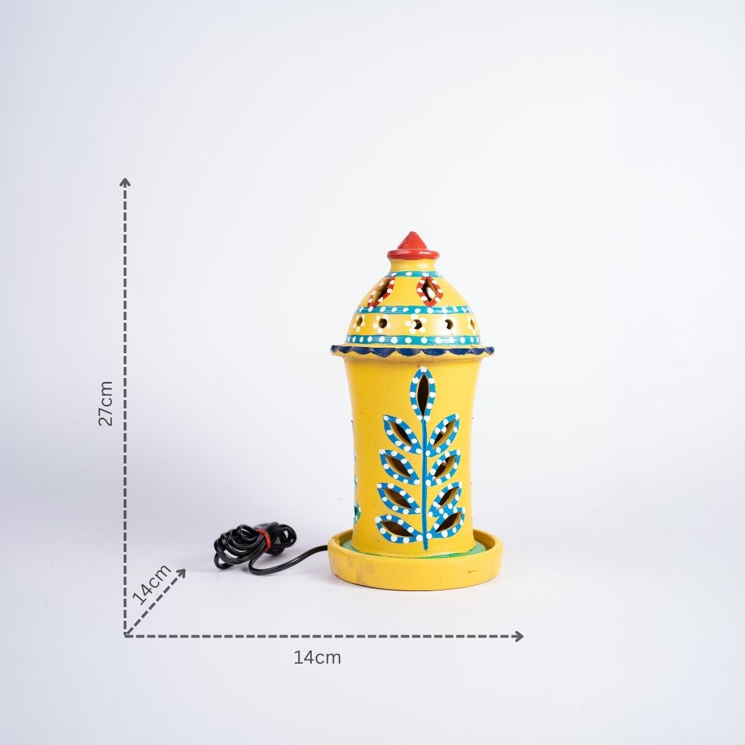 Terracotta Hand-Painted Table Lamp (Yellow) with dm