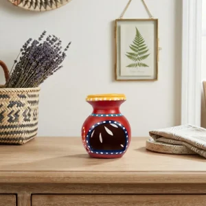Terracotta Matki Shape Aroma Diffuser and Tea-light Holder (Red)