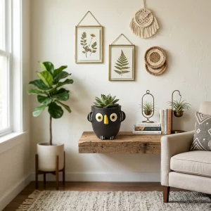 Terracotta Owl Pen Stand (Black)