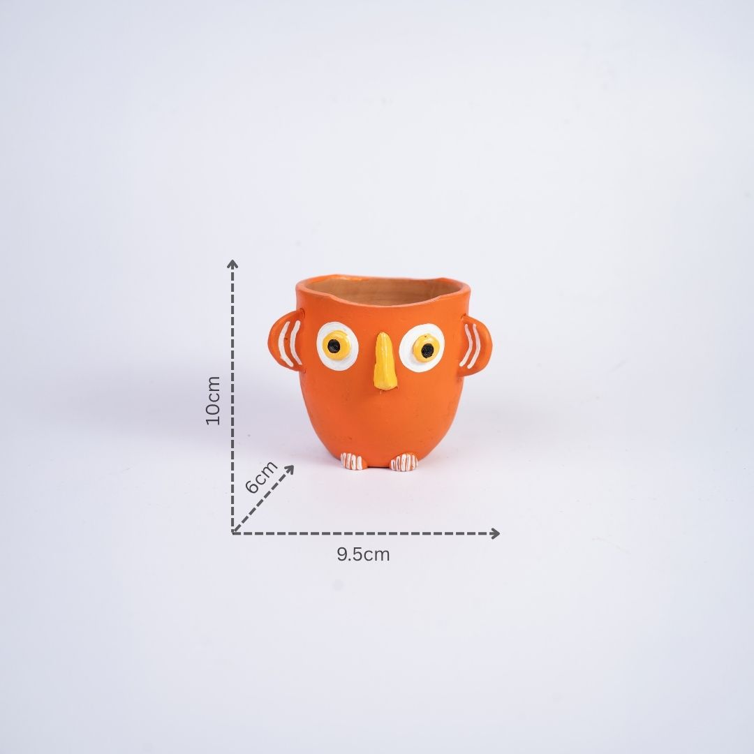 Terracotta Owl Pen Stand (Orange) with dm