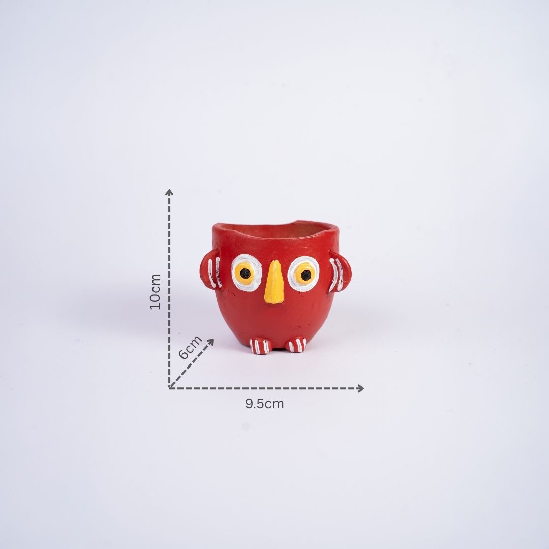 Terracotta Owl Pen Stand (Red) with dm
