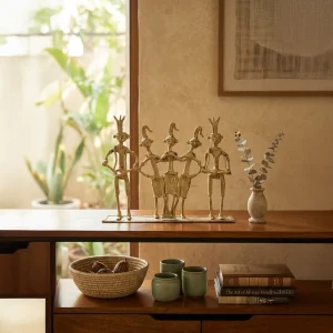 Tribal Men Dancing Dokra Style Figurine