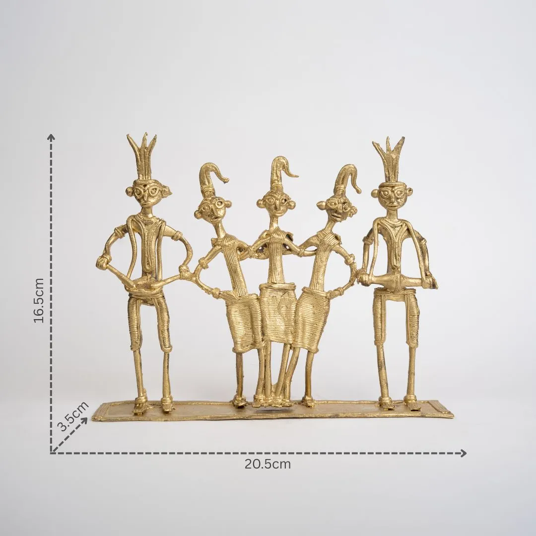 Tribal Men Dancing Dokra Style Figurine with dm